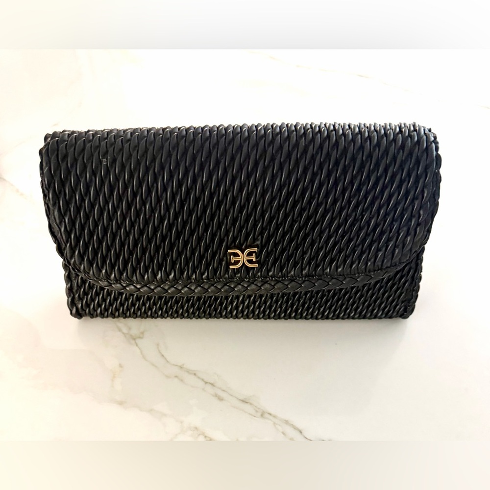 NWT Sam Edelman Black Woven Clutch